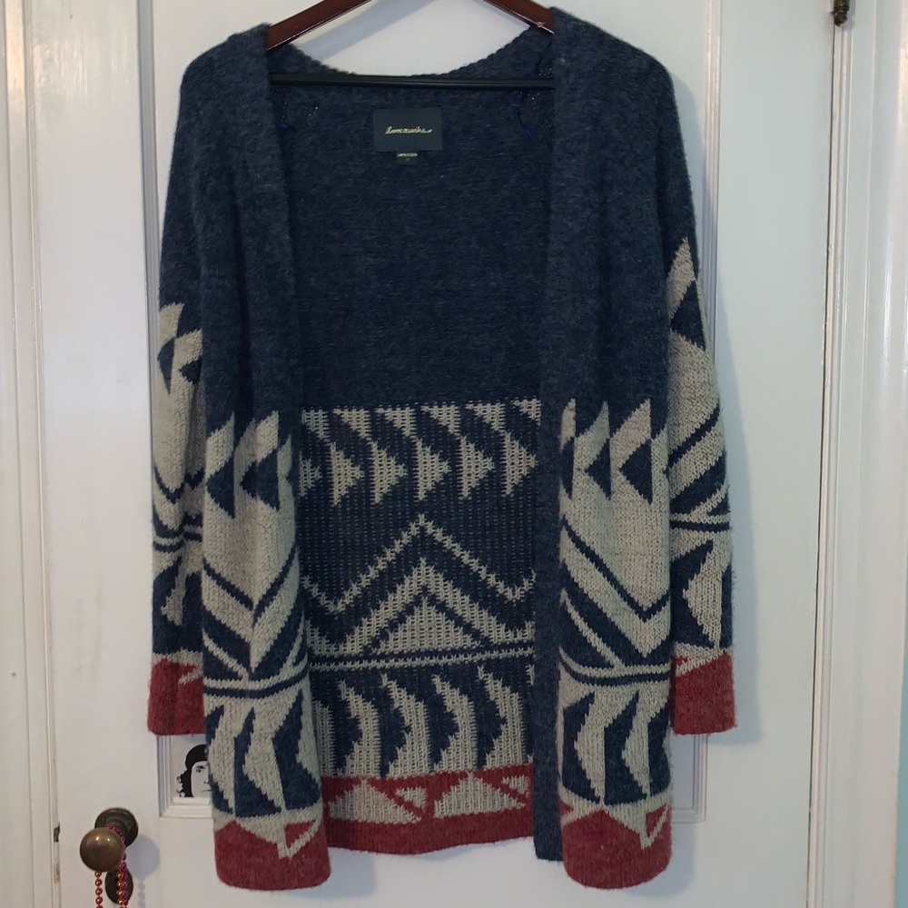 Navy, White, and Red Cardigan